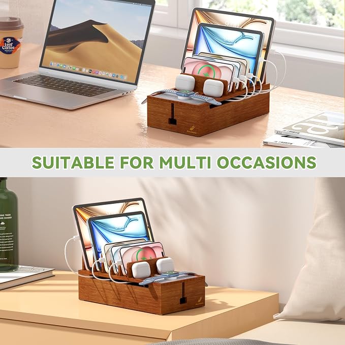 Pezin & Hulin Bamboo Charging Stand Rack, Wooden Charge Box - Image 8