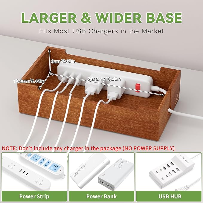 Pezin & Hulin Bamboo Charging Stand Rack, Wooden Charge Box - Image 5