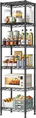 15.8" W 6-Tier Narrow Wire Shelving, Adjustable Shelves, Kitchen