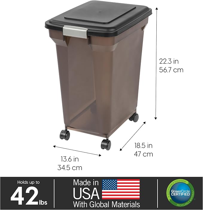 IRIS USA Airtight Dog Food Storage Container, WeatherPro, Removable Wheels - Image 3