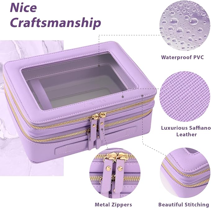 Aveniee Clear Makeup Bags, Double Layer Cosmetic Bags - Image 3