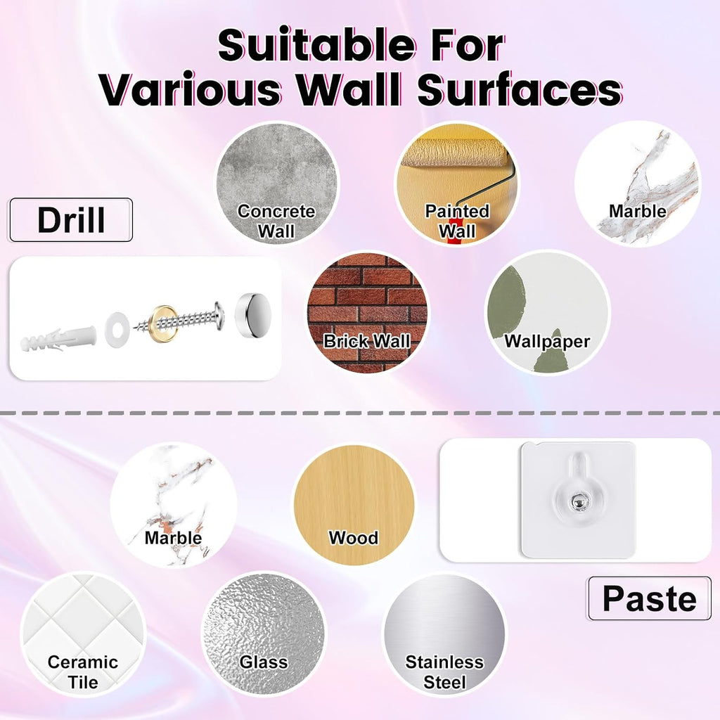 4 Pack Floating Shelves for Wall 15.7" Adhesive Iridescent Acrylic