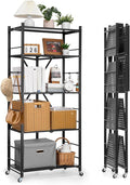 VEVOR 5-Tier Foldable Storage Shelf, 28W x 15D x 64H Inch Folding Metal Rack by VEVOR