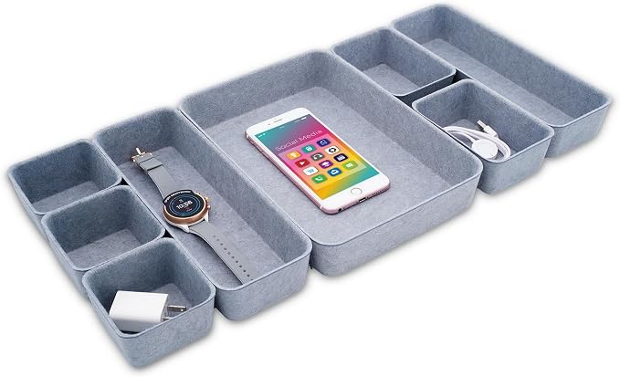 Welaxy Drawer organizers tray Felt storage bins office Desk Draw dividers Sleek by Welaxy