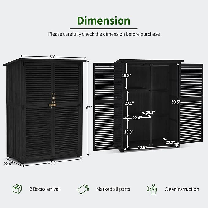 MCombo Outdoor Storage Cabinet, Wooden Storage Shed - Image 3