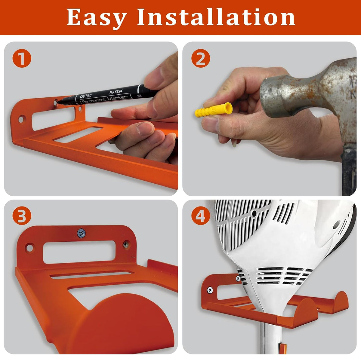 1 Pack Heavy-Duty Weed Eater Hanger Wall Mount for Trimmers and Tools