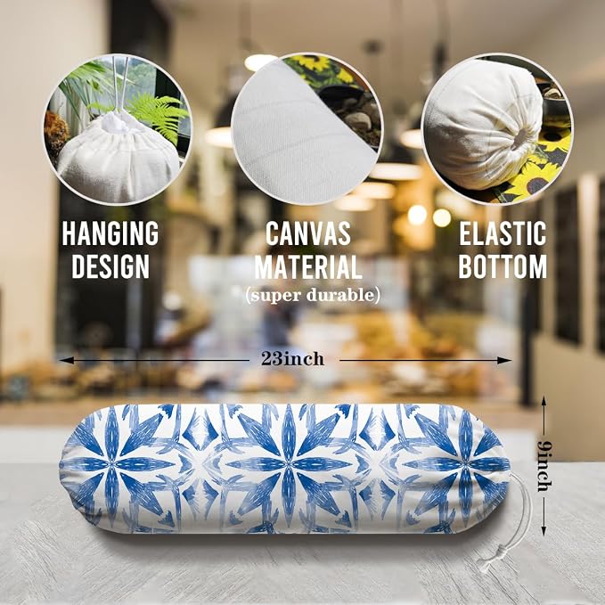 Navy Blue Plastic Bag Holder, Reusable Grocery Bags Holder, Wall Mount Trash - Image 2