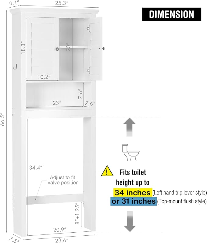 Spirich Over The Toilet Storage Cabinet, Space-Saving Above Toilet Bathroom - Image 2