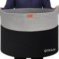 Extra Large Storage Laundry Basket 22" X 22"X 14" Cotton Rope Woven Basket by GOCAN