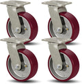 SY America 6" X 2" Casters Wheels, Heavy Duty Casters Set of 4，Polyurethane on by SYAmericaIndustrialCasters