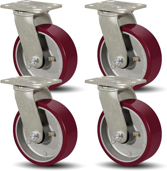 SY America 6" X 2" Casters Wheels, Heavy Duty Casters Set of 4，Polyurethane on by SYAmericaIndustrialCasters