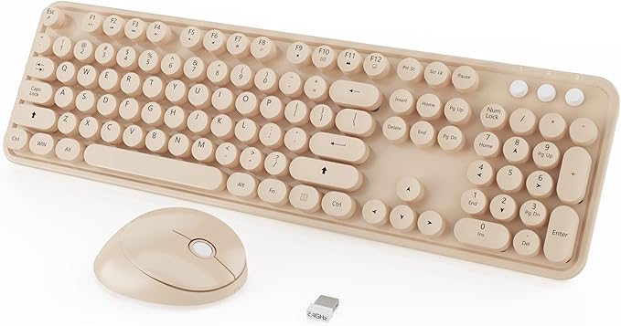 Kootop Wireless Keyboard and Mouse Combo, Cute Colorful 104 Keys Typewriter by Kootop