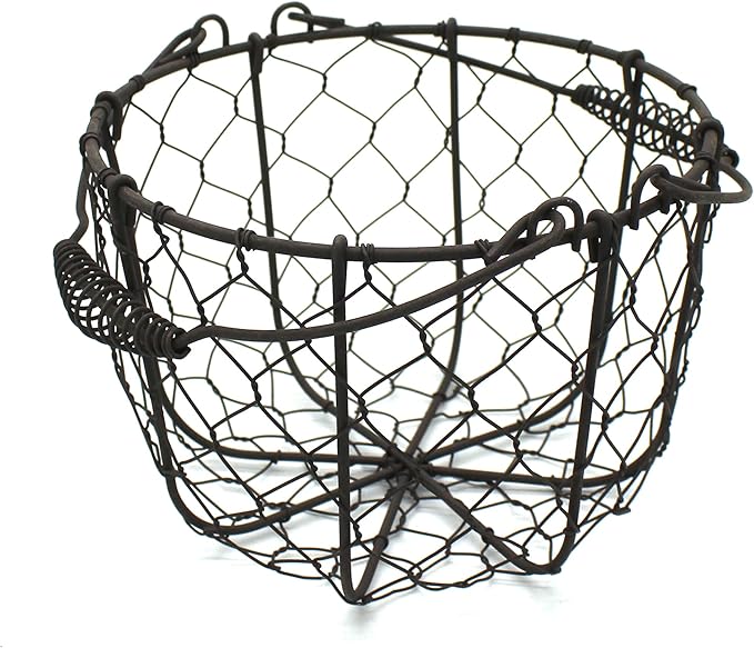 CVHOMEDECO. Round Chicken Wire Egg Basket Fruit Basket - Image 5