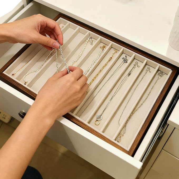 Large Jewelry Trays for Drawers Stackable Velvet Jewelry Display for Vendors - Image 3