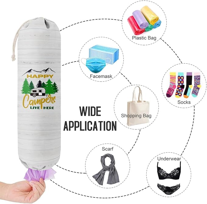 Happy Campers Grocery Bags Holder Organizer, Wall Mount Plastic Bags Storage - Image 4