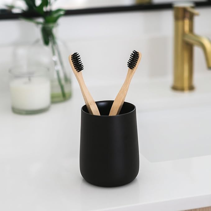 Matte Black Toothbrush and Toothpaste Holder and Cup - Image 7