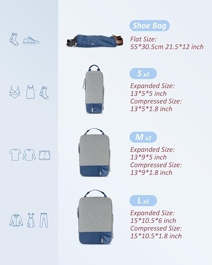 BAGSMART 6 Set /4 Set/2 Set Compression Packing Cubes - Image 2