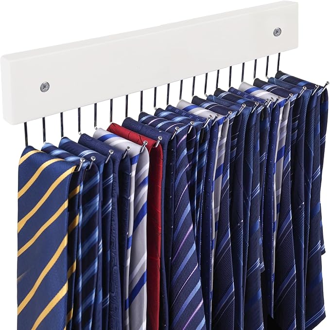 Tie Rack Wall Mounted, 180 Degree Rotating Tie Hanger Belt Holder Organizer Max by HAKDAY