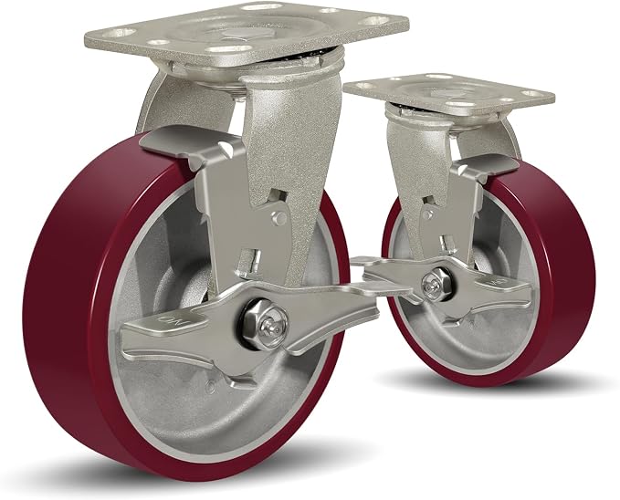 SY America 6" X 2" Casters Wheels, Heavy Duty Industrial Casters，Polyurethane by SYAmericaIndustrialCasters