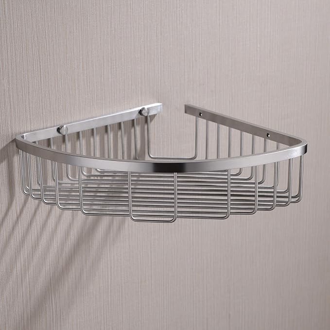 304 Stainless Steel Shower Caddy Corner Basket Shelf Bathroom Organizer Wall - Image 2