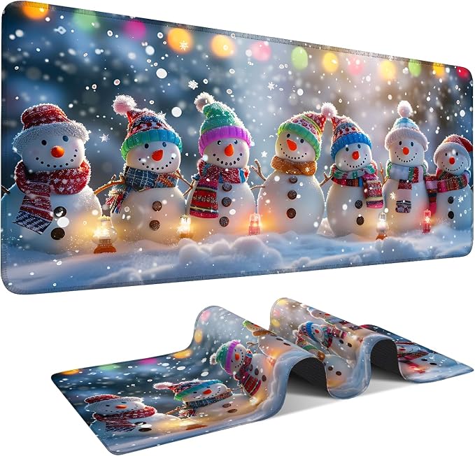 Large Mouse Pad, Snowman Christmas Desk Mat, Extended Gaming Mouse Pad by THISFIND