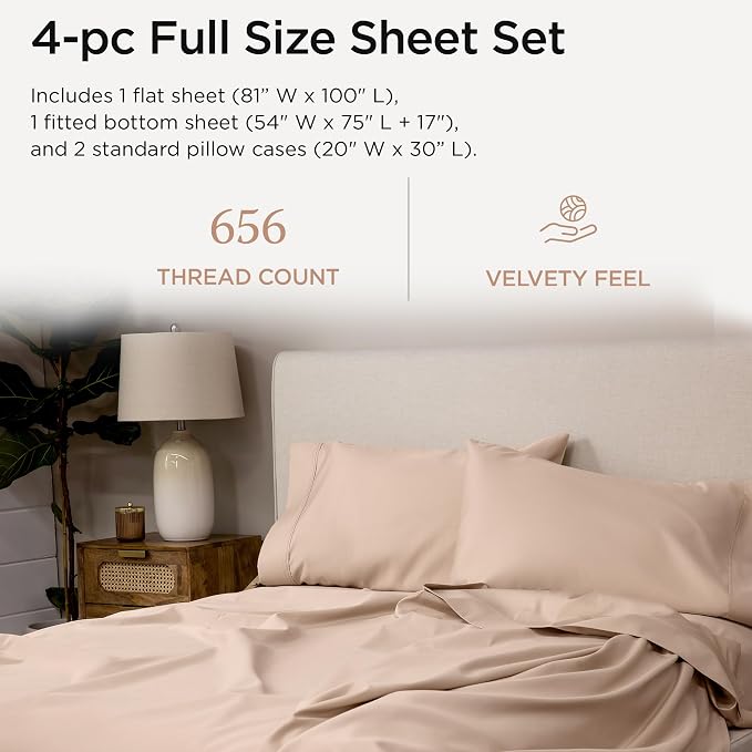 Threadmill Luxury Full Size Sheets | 656 Thread Count Certified Supima Cotton - Image 2
