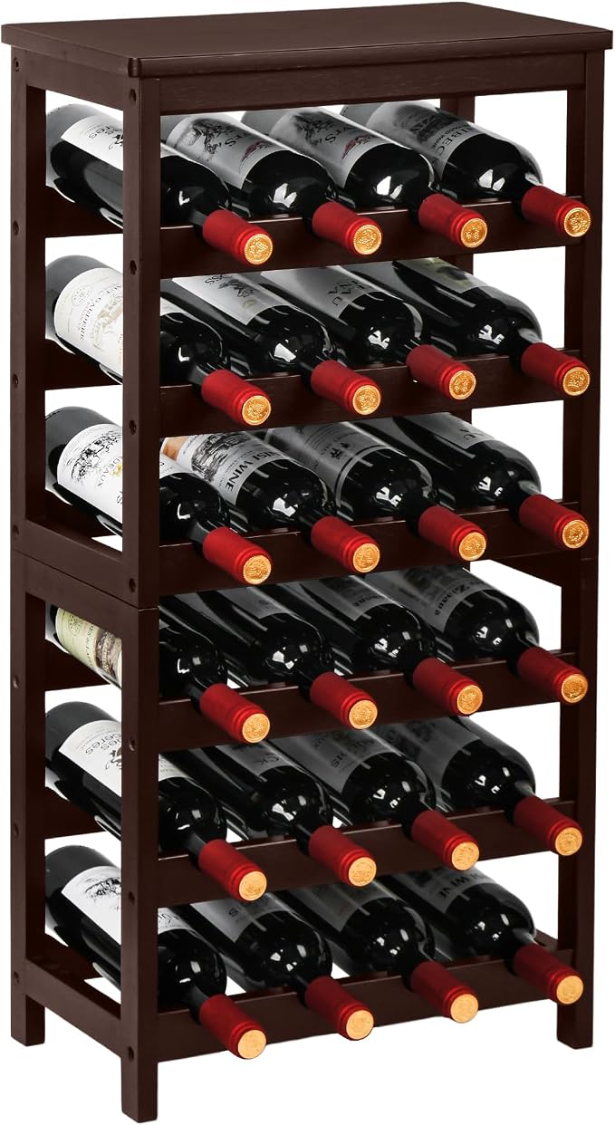 VASMIA Wine Rack Free Standing Floor, 6-Tier Display Wine Storage Shelves by VASMIA