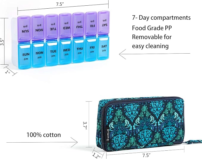 Weekly Pill Organizer 2 Times a Day, Zumd Pill Box 7 Day - Image 2