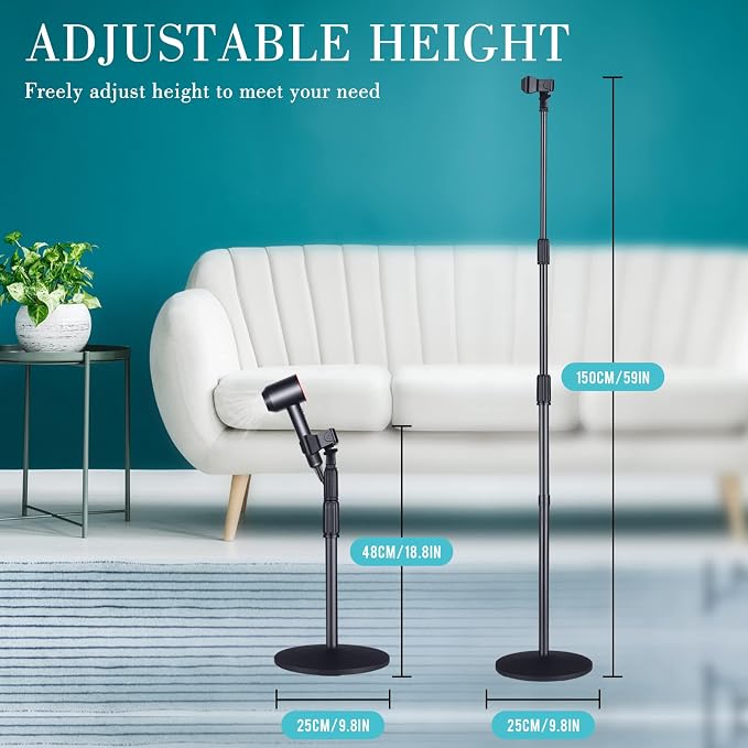Hands Free Hair Dryer Stand Holder - 59in Adjustable Height - Image 2