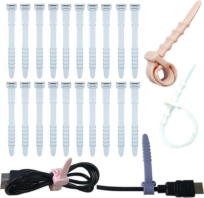 Reusable Silicone Zip Ties Cord Organizer: Silicone Cable Ties Straps by GELIAL