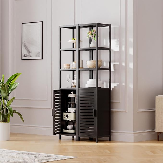 HITNET Bathroom Cabinet Freestanding, Tall Slim Bamboo Storage Cabinet - Image 4