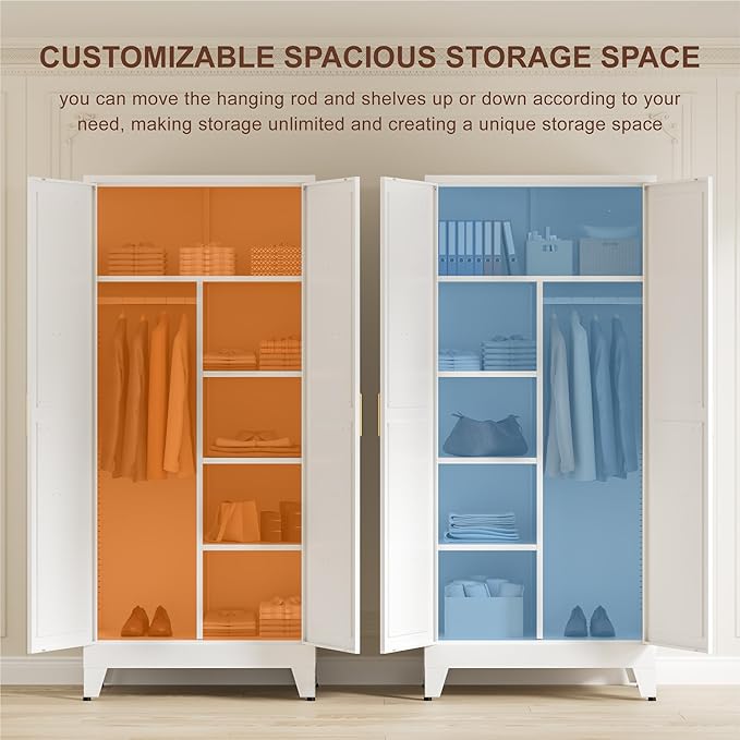71" Tall Metal Wardrobe Closet - Image 4