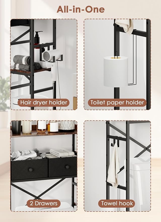 Over The Toilet Storage Rack, 7-Tier Over Toilet Bathroom Organizer - Image 5