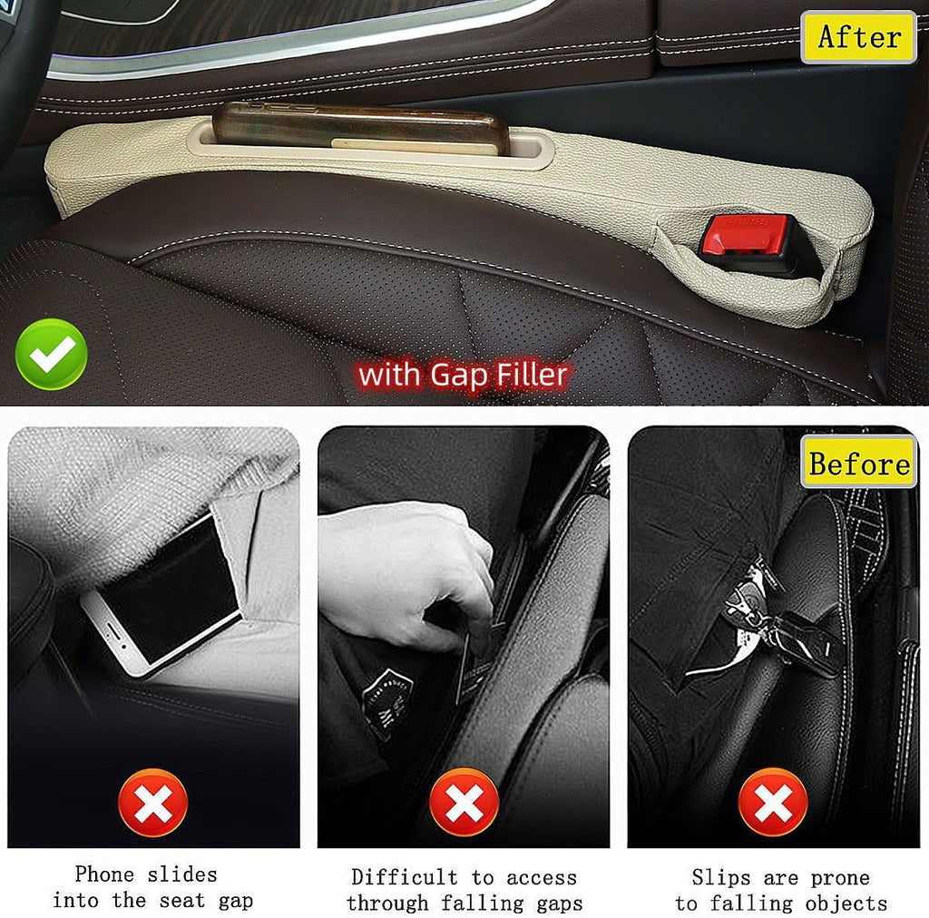2 Pack Car Seat Gap Filler Organizer for Driver Side and Passenger