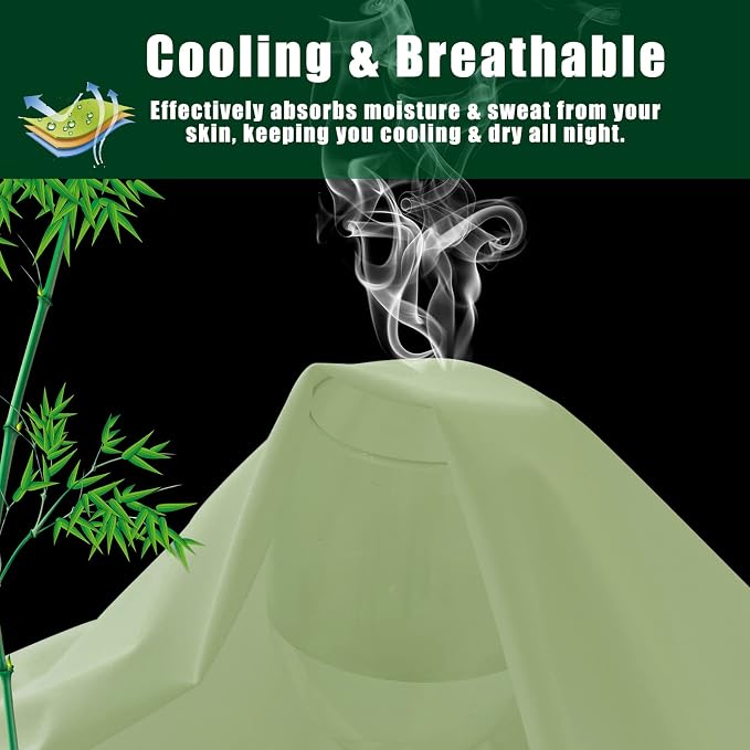 Body Cooling Pillow Cases Cover, Bamboo Rayon Green Body Pillowcases - Image 4