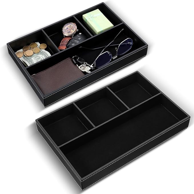 2 Pieces Faux Leather Valet Tray by Unknown