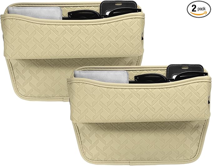 HARFINGTON 2pcs Car Seat Gap Filler Organizer 11.5 x 8 x 2.1 Inch Leather by HARFINGTON