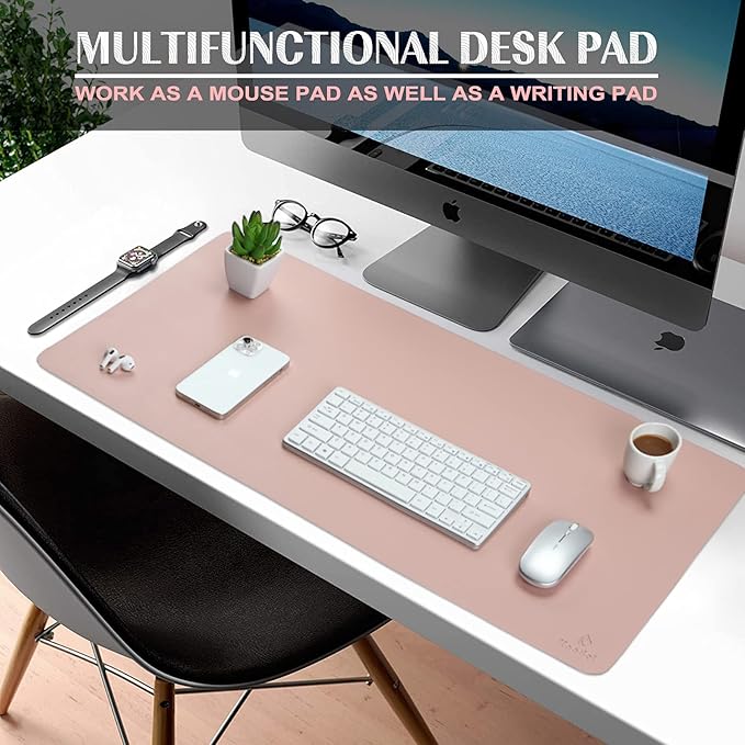 K KNODEL Small Office Leather Desk Mat, Mouse and Keyboard Pad, Computer and - Image 2