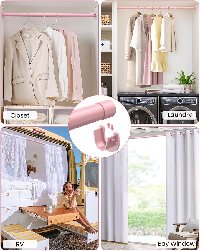 Closet Rods for Hanging Clothes, 17 to 39 Inches Stepless Adjustable Metal - Image 7