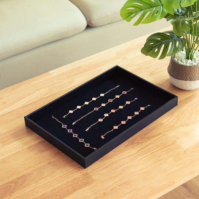 Velvet Jewelry Tray for Drawers Black Jewelrys Display Tray Stackable Jewelry - Image 6