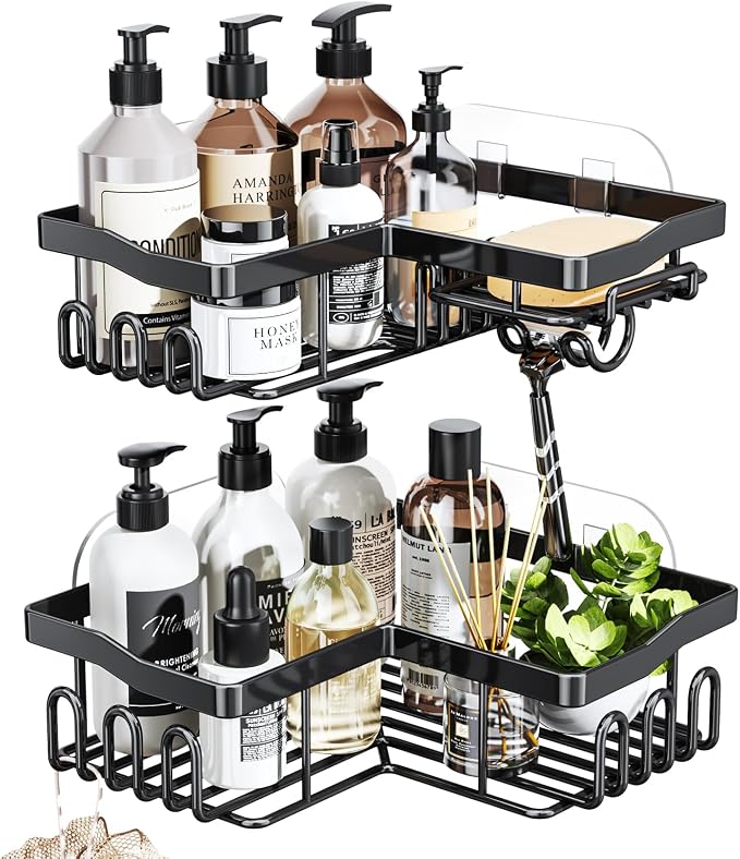 Corner Shower Caddy with Soap Holder, 2 Pack Stainless Steel Corner Shower by SwtyMiki-TidyHomeSweetLife