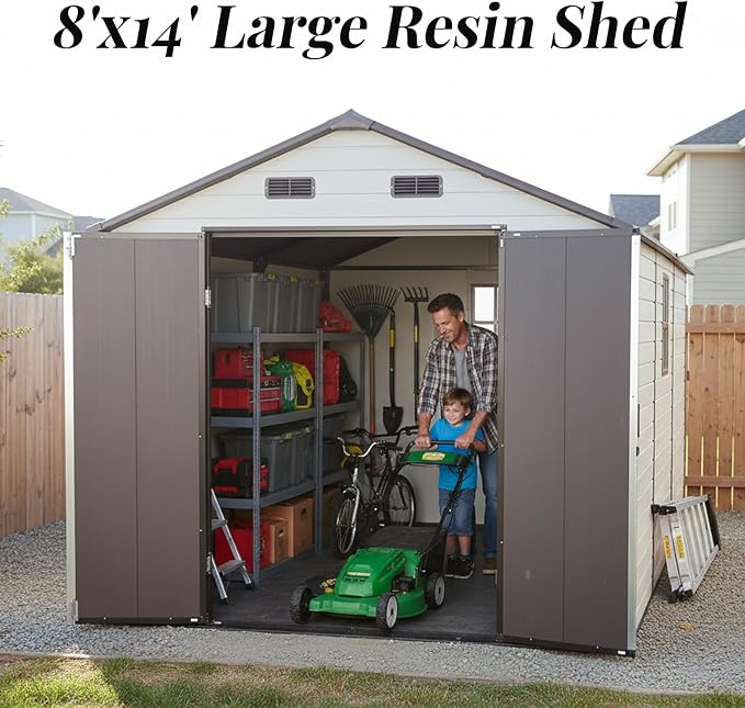 8x14ft Resin Outdoor Storage Shed - Image 3