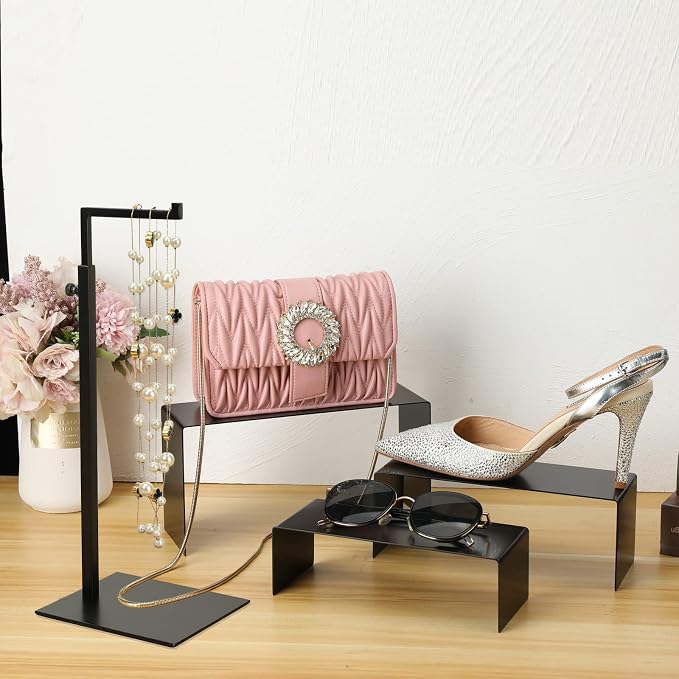 Purse Display Stand Handbag Display Stand Black Stainless Steel Display Risers - Image 3