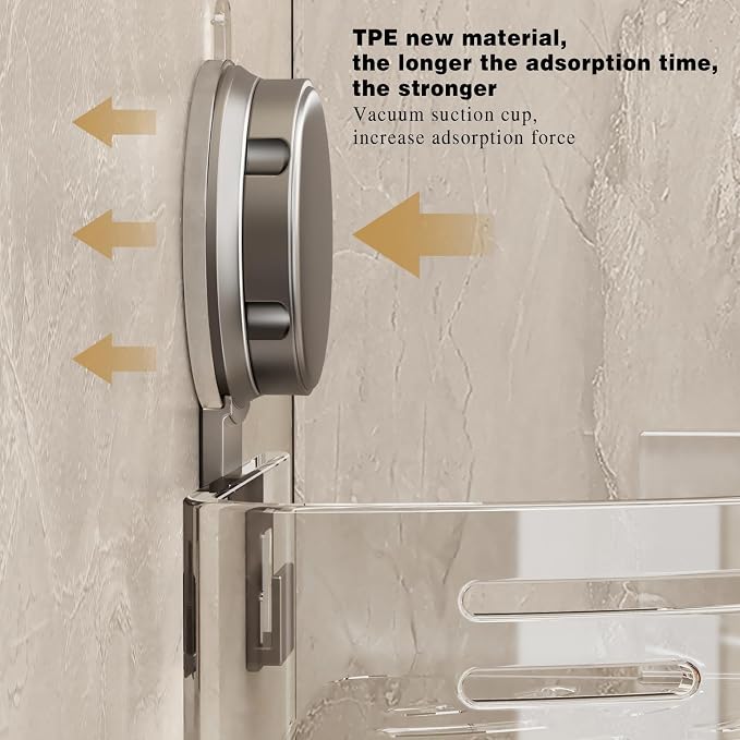 VOLPONE Shower Caddy Corner Suction Cup Shelf Corner No Drilling Bathroom - Image 5