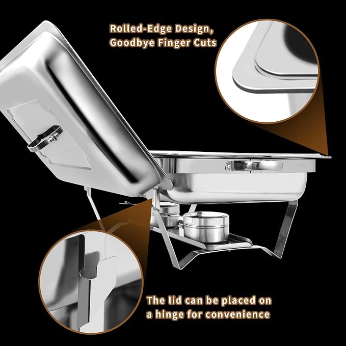 8 Qt 4 Pack Full Size Stainless Steel Chafing Dishes Buffet Set - Image 5