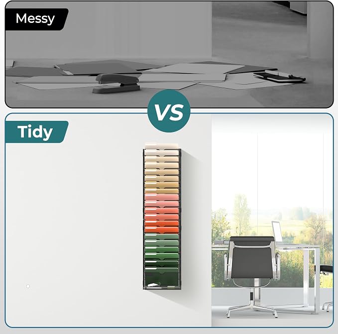 SUPEASY 21-Tier Wall File Organizer Mesh Office Mail Holder, Hanging Wall - Image 5
