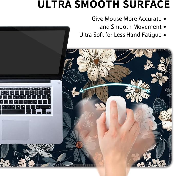Dark Flower Large Mouse Pad, Gaming Keyboard Desk Pad, Extended Mouse Mat - Image 5