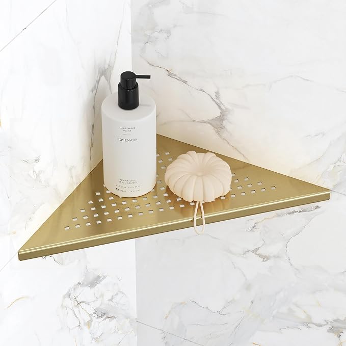 Bathroom Corner Shelf, Recessed 10" Shower Shelf Caddy, SUS304 Stainless Steel by Qeke