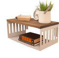 Floating Nightstand with White Metal Base, Wooden Top and Sturdy Metal Base by Woodches