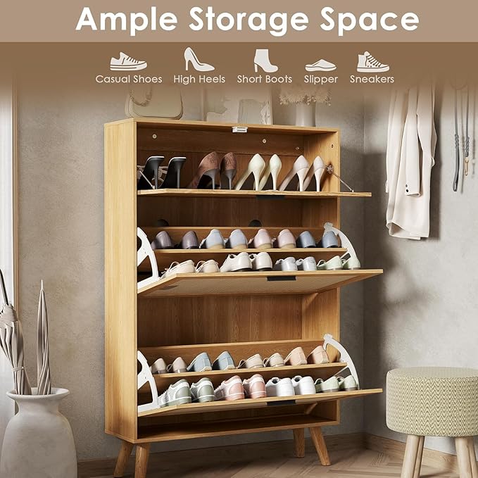 MU Natural Rattan Shoe Cabinet, Entryway Shoe Cabinet - Image 4